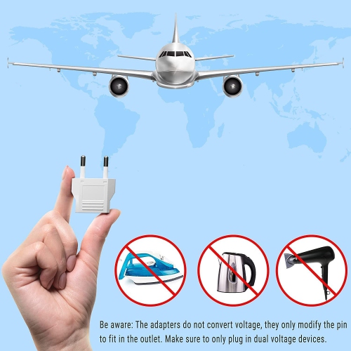 6 Pack of US/CA to European Plug Adapter Travel Power Plug Universal Power Jack Wall Plug Converter Input USA/Canada to Europe/Asia Socket