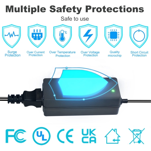 12V 5A Power Supply AC/DC Adapter, AC 100-240V to DC 12V Power Adapter Converter Transformer with 14 DC Tips, US Plug Switching 12 Volt 5 Amp 60W