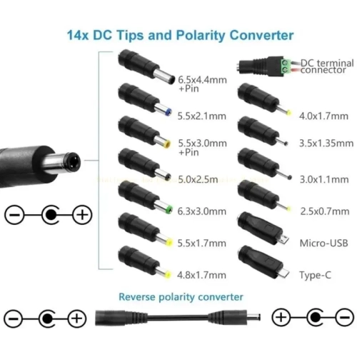 30W Universal AC DC Adapter 3V 4.5V 5V 6V 7.5V 9V 12V Adjustable Power Supply with USB 5V/2.1A, 15 Straight Tips & Polarity Converter for LED Strip,