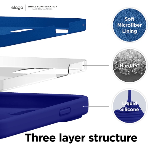 elago Compatible with iPhone 13 Case, Liquid Silicone Case, Full Body Screen Camera Protective Cover, Shockproof, Slim Case, Anti-Scratch Soft