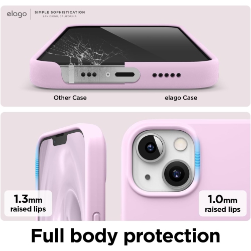 elago Compatible with iPhone 13 Case, Liquid Silicone Case, Full Body Screen Camera Protective Cover, Shockproof, Slim Case, Anti-Scratch Soft