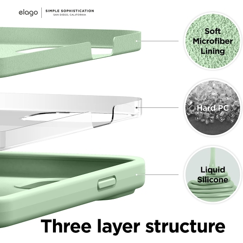 elago Compatible with iPhone 13 Case, Liquid Silicone, Full Body Screen Camera Protective Cover, Shockproof, Slim Case, Anti-Scratch Soft Microfiber