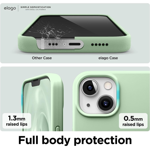 elago Compatible with iPhone 13 Case, Liquid Silicone, Full Body Screen Camera Protective Cover, Shockproof, Slim Case, Anti-Scratch Soft Microfiber