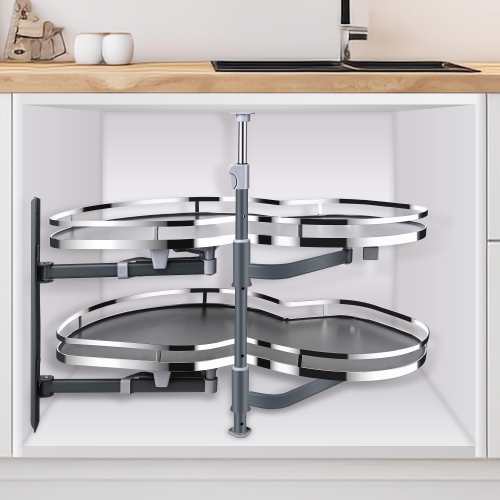 Kitchen Cabinet Blind Corner Pull Out 2Tiers Soft Close Swing Tray