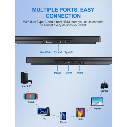 UPERFECT 18 UMax - Portable monitor 18.5" FHD 1080P W/ Adjustable Stand USB-C HDMI External Monitor