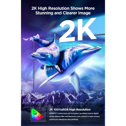 UPERFECT 16" Portable Monitor 2K QHD W/ USB-C HDMI for Laptop PC Phone Mac Xbox PS5