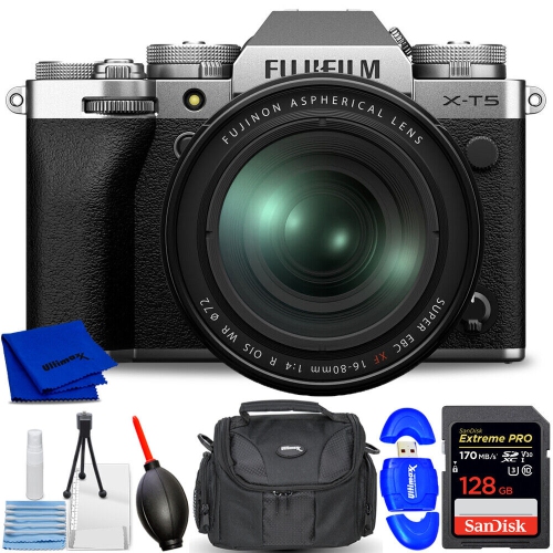 FUJIFILM  X-T5 Mirrorless Camera With 16-80MM Lens (Silver) 16782662 - 7PC Bundle