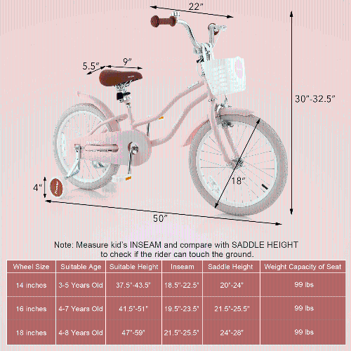 Vélo pour tout-petits de 18 po avec béquille pour roue d'entraînement de Costway pour enfants de 4-8 ans