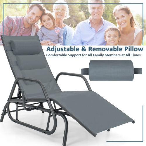 Chaise longue de patio inclinable AVEC cadre robuste ajustable 2pcs DE Costway pour l'extérieur