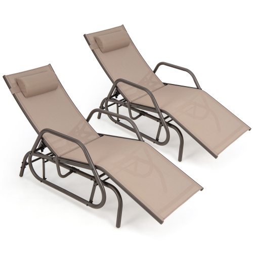 Chaise longue de patio inclinable AVEC cadre robuste ajustable 2pcs DE Costway pour l'extérieur