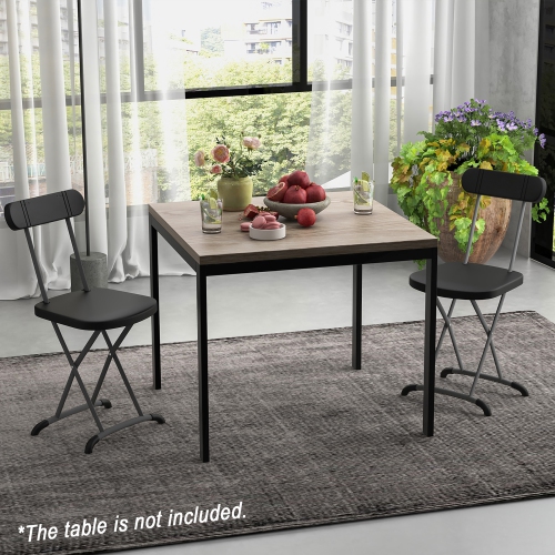 Costway 2-Pack Folding Chair with Metal Curved Feet Wide Seat & Ergonomic Backrest Black/White