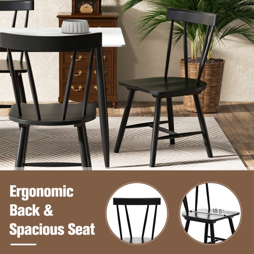 Costway Dining Chairs Set of 2 Windsor Chairs Wood Armless Chairs with Solid Rubber Wood