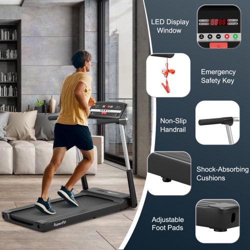 Tapis roulant électrique repliable à DEL Superfit 2,25 CV avec tapis roulant Control Gym