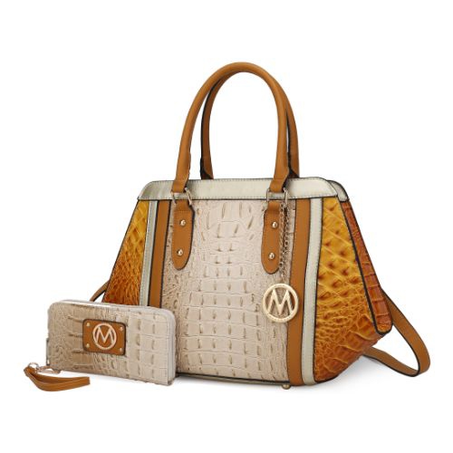 MKF Collection Daisy 2 PCS Croco Satchel bag & Wallet by Mia K