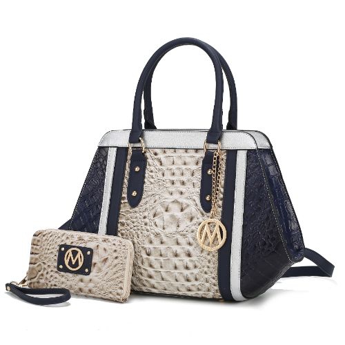 MKF Collection Daisy 2 PCS Croco Satchel bag & Wallet by Mia K