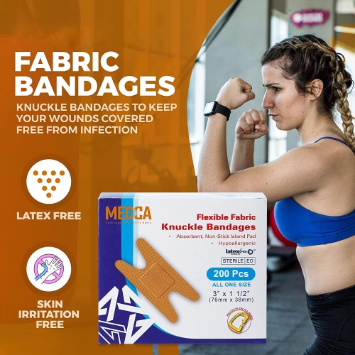 Flexible Fabric Bandages - Flex Fabric Adhesive Bandages Knuckle Bandages for Finger Care and to Protect Wounds from Infection -