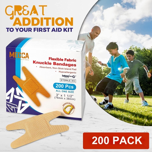 Flexible Fabric Bandages - Flex Fabric Adhesive Bandages Knuckle Bandages for Finger Care and to Protect Wounds from Infection -