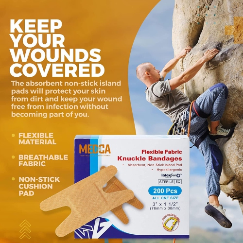 Flexible Fabric Bandages - Flex Fabric Adhesive Bandages Knuckle Bandages for Finger Care and to Protect Wounds from Infection -