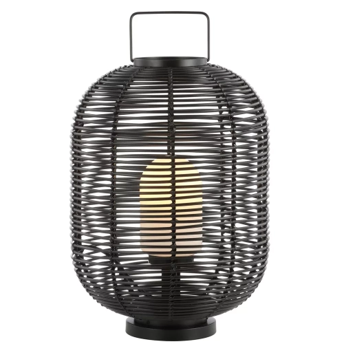 26.7" Outdoor Woven Oval Asian Lantern Black