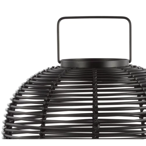 26.7" Outdoor Woven Oval Asian Lantern Black