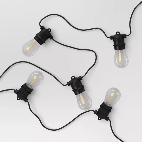 SMITH & HAWKEN  Drop Socket Solar Led String Lights With Edison Bulbs Wire In Black