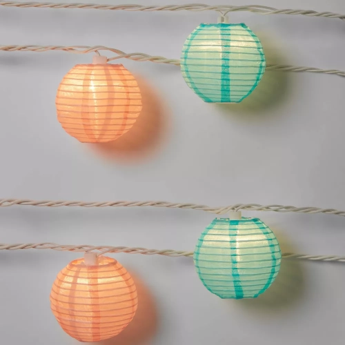 SUN SQUAD  10Ct Incandescent Mini Lights With Nylon Lanterns