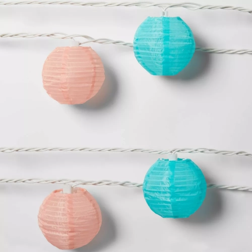 10ct Incandescent Mini Lights With Nylon Lanterns