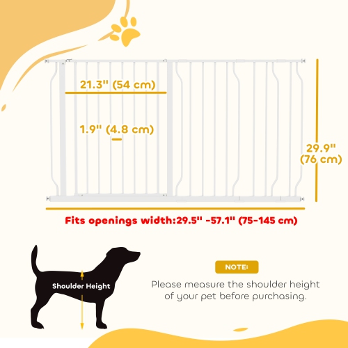PawHut – très large barrière pour chiens de 30 à 57 po avec porte, double système de verrouillage, barrière facile à installer pour escaliers,