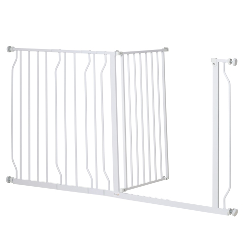 PawHut – très large barrière pour chiens de 30 à 57 po avec porte, double système de verrouillage, barrière facile à installer pour escaliers,
