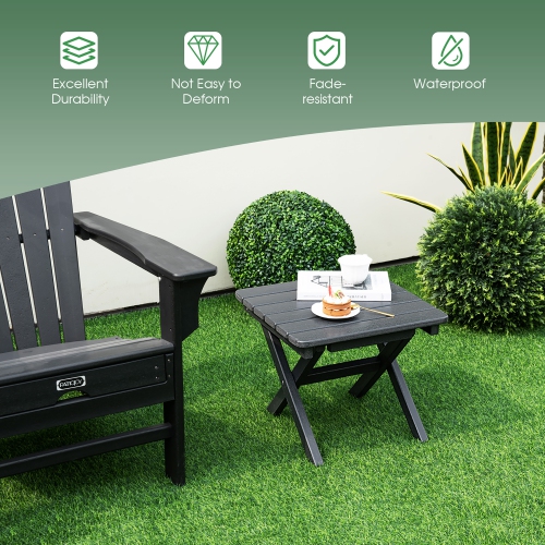 Gymax 2 Pieces Folding Adirondack Side Table Poolside Garden Patio Black