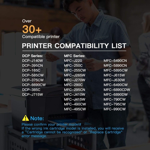 4 Black Replacement for Brother LC65XL lc-65 Ink Cartridge High Yield of LC61 Brother Ink LC-61 LC65 - Printer DCP-385C DCP-395CN DCP-585CW MFC-250C