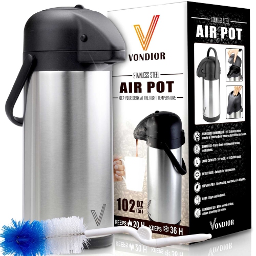 Distributeur de café Airpot avec pompe Vondior - distributeur de boissons thermiques en inox isotherme- 102 oz