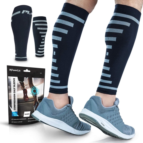 POWERLIX  Calf Compression Sleeve (Pair) Calf Cramp & Shin Splint Sleeves for Men & Women - Small / Medium