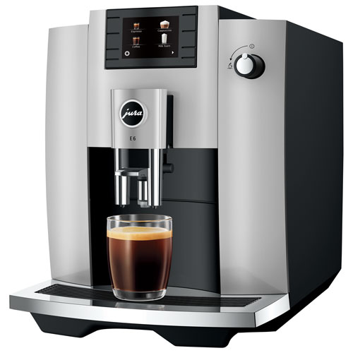 Jura E6 Automatic Espresso Machine with Frother & Coffee Grinder - Platinum