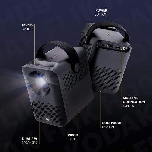 Kodak FLIK HD9 Smart Projector, Portable Mini Projector with Android TV & Bluetooth