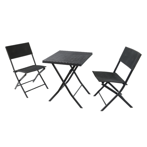 Sunmate Casual 3pc Bistro Set Woven Wicker Traditional Style Outdoor Dining Furniture