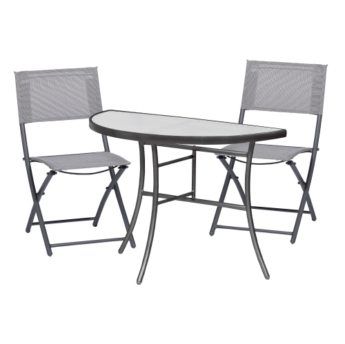 Sunmate Casual 3pc Bistro Set Contemporary Style Outdoor Dining Furniture