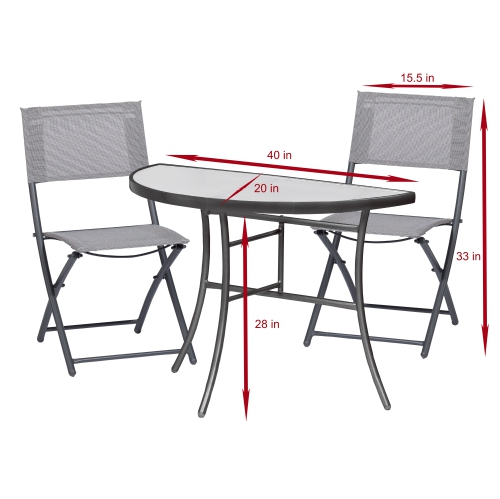 Sunmate Casual 3pc Bistro Set Contemporary Style Outdoor Dining Furniture