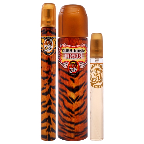 Cuba Jungle Tiger by Cuba for Women - 3 Pc Gift Set 3.3oz EDP Spray, 1.17oz EDP Spray, 0.5oz Cuba Young EDP Spray