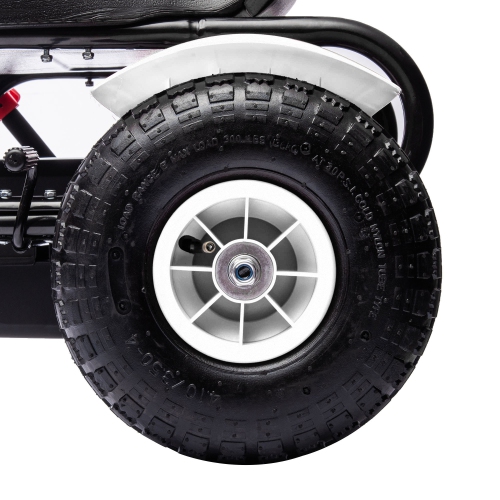 Aosom Pedal Go Kart for Kids, Pedal Car with Adjustable Bucket, Handbrake, 4 Rubber Wheels Powered Ride, Indoor Foot Racer, Aged 5-12 Years Old, White