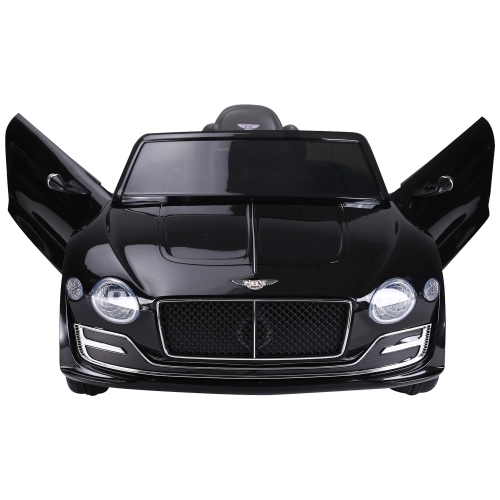 Aosom 12V Ride On Car Licensed Bentley Battery Powered Electric Vehicles w/ Parent Remote Control, Headlights, MP3, 2 Speed, USB Port - Black
