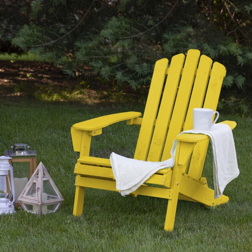 36" Yellow Classic Folding Wooden Adirondack Chair