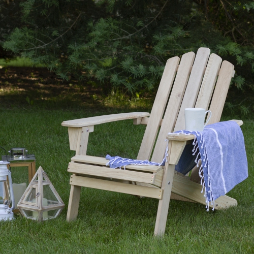 36" Natural Brown Classic Folding Wooden Adirondack Chair