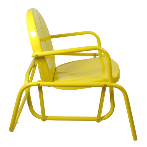 Outdoor Retro Metal Tulip Glider Patio Chair, Yellow