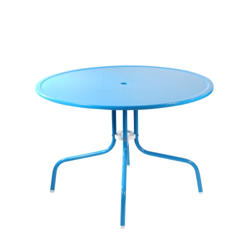 39.25-Inch Outdoor Retro Metal Tulip Dining Table, Sky Blue