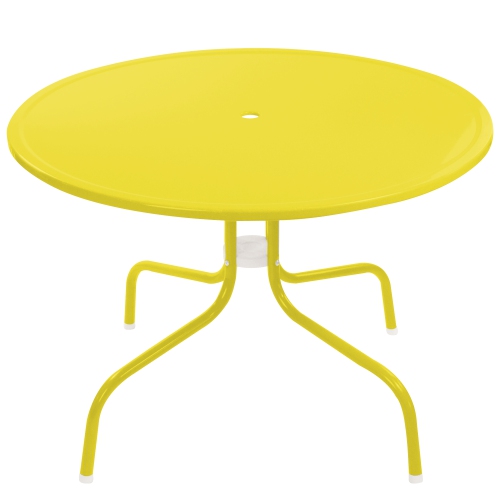 39.25-Inch Outdoor Retro Metal Tulip Dining Table, Yellow