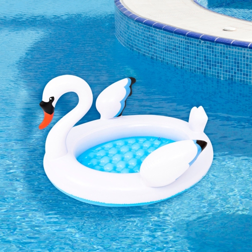 42.5" Inflatable White and Blue Swan Kiddie Pool