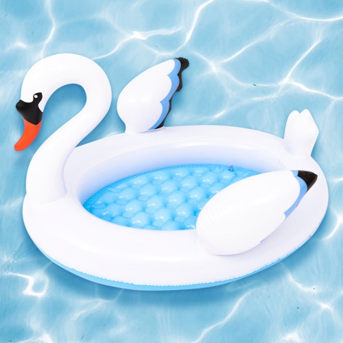 42.5" Inflatable White and Blue Swan Kiddie Pool