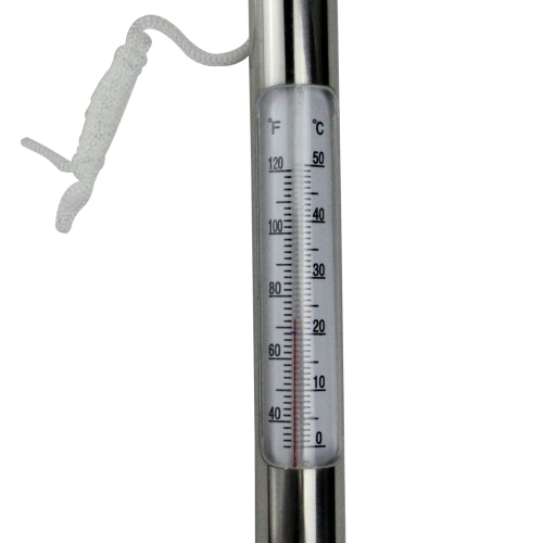 6.75" Silver Metallic Round Swimming Pool Thermometer with Cord