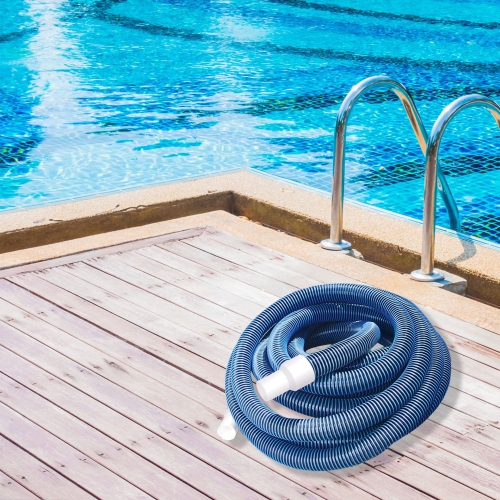 Blue and White Spiral Wound Vacuum Hose with Cuffs 21' x 1.25"